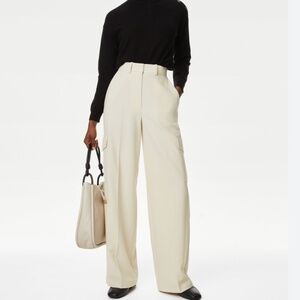 High Waist Wide Leg Cargo Trousers
